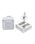 Mens Stud Earrings Sterling Silver Large Fashoin Earrings Cube CZ Screw Back 10MM