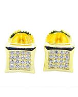 Mens or Womens Stud Earrings Gold-Tone Small Kite CZ Screw Back 7MM