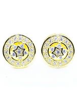 Womens Stud Earrings Gold-Tone Round Fashoin CZ Screw Back 11MM