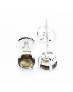 Champagne CZ 4 Prong Stud Earrings Screw Back 5MM Sterling Silver