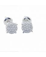 Round Cluster Earrings 0.24cttw Diamonds Sterling Silver 6.5mm Wide