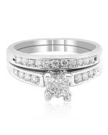 14K White Gold Bridal Set 1/2cttw Princess Cut Diamonds 2pc Set