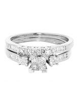 Princess Cut Diamond Wedding Rings Set 10K White Gold 0.6cttw Diamond