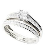 10K White Gold Engagement Ring and Wedding Band Set 0.5cttw Diamond