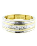 Mens Wedding Band Ring 10K Two Tone Gold 1/6cttw Diamonds 5mm