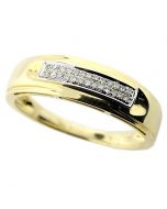 10K Gold Mens Wedding Band 6mm Wide 1/10cttw Diamonds
