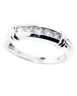 1/2cttw Diamond Mens Wedding Band 10K White Gold 5mm Wide