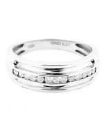 0.27cttw Diamond Mens Wedding Ring 10K White Gold 7mm Wide Wedding Band