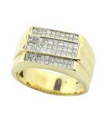 14K Gold Mens Wedding or Fashion Ring 12mm Wide 1.1cttw Princess Cut Diamonds