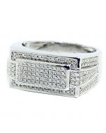 Diamond Fashion Ring Mens 11mm Wide Sterling Silver 0.12cttw Diamond
