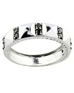 10K White Gold Mens Black Diamond Wedding Band 0.45cttw 5.5mm Wide