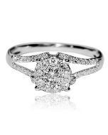 1/2cttw Diamond Engagement Ring 10K White Gold Split Shoulder Vintage Inspired