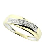 10K Gold Mens Wedding band 5.5mm Wide 1/10cttw Diamonds