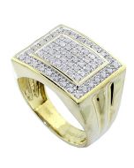 10K Gold Mens Fashion Ring Wide 14mm 1/2cttw Diamonds