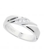 10K White Gold Wedding Band Mens 6mm Wide 1/6cttw Diamonds