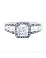 1/4cttw Diamond Bridal Engagement Ring Ring 10K White Gold Black And White diamonds