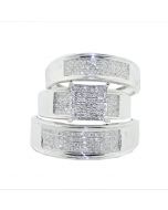 1/2cttw Diamond Trio Rings Set His and Her 10K White Gold Extra Wide