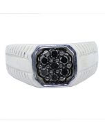 Mens Diamond Wedding Ring Pinky Fashion Ring 1/2cttw Black Diamond Sterling Silver