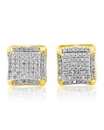 10K Yellow Gold Diamond Earrings Screw on Square Fancy Mens 0.29cttw