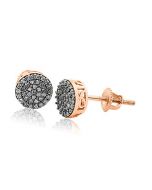 10K Rose Gold Diamond Earrings 0.25cttw Screw on Round Cluster Cognac Ladies