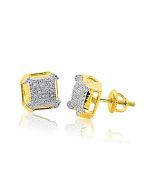 10K Yellow Gold Diamond Earrings 0.28cttw Screw on Square Fancy Mens