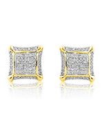 10K Yellow Gold Diamond Earrings 0.29cttw Screw on Kite Earrings Fancy Mens