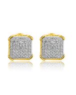 10K Yellow Gold Diamond Earrings 0.22cttw Screw on Earrings Fancy Mens