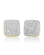 10K Yellow Gold Diamond Earrings Cusion Shaped Mens or Ladies 0.35cttw Screw Back Stud