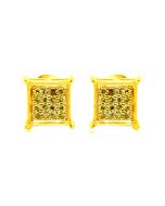 10K Yellow Gold Diamond Earrings Yellow Diamond Mens or Ladies 0.1cttw Screw Back