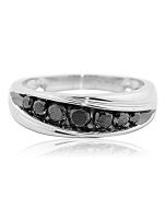 1ctw Black Diamond Wedding Ring Mens 10K White Gold
