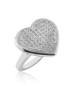 Heart Ring 0.25cttw Sterling Silver Extra Large Center Diamond