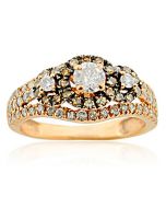 Wedding Ring Brown and White Diamonds 0.75ctw 10K Rose Gold
