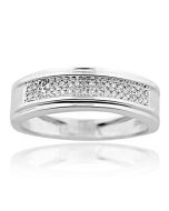 10K White Gold Wedding Ring Mens 0.15ctw Diamonds (i2, I/j color)