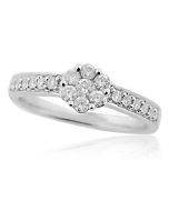 Engagement Ring 14K White Gold Ladies 1/2ctw Diamond Bridal
