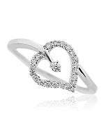 Leaf Ring 10K White Gold 1/6cttw Diamond Fashion Ring