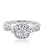 Diamond Engagement Ring Halo Style 0.4cttw 14K White Gold Round Diamond Center