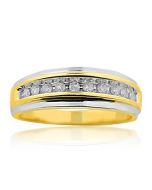 Diamond Mens Diamond Ring Two Tone 1/4cttw 10K Yellow Gold Round Diamond