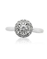 Diamond Engagement Ring Large Halo Style 0.38cttw 14K White Gold Round Center