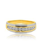 Diamond Wedding Band Mens Two Tone 1/4cttw 10K Yellow Gold Round diamond
