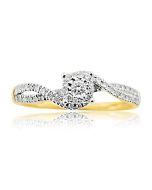 Diamond Diamond Engagement Ring Swirl 1/5cttw 14K Yellow Gold Split Shoulder