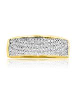 Diamond Mens Wedding Ring Diamond Extra Wide 1/3cttw 10K Yellow Gold Pave Set Diamonds