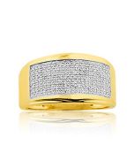 Diamond Wedding Ring Extra Widde Band 0.27cttw 10K Yellow Gold Mens