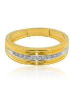 Diamond Wedding Band Mens 1/10cttw 10K Yellow Gold Two Tone