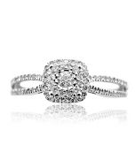 Diamond Engagement Ring Halo Style 0.35cttw 14K White Gold Split Shoulder