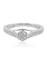 Diamond Engagement Ring Promise Ring 1/4cttw 14K White Gold Flower Setting