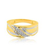 Diamond Wedding Band Mens 0.08cttw 10K Yellow Gold Wide