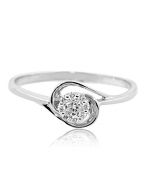 Diamond Engagement Ring Flower Set Diamonds 0.12cttw 10K White Gold Promise Ring