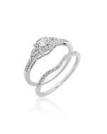 Diamond Wedding Set Engagement Ring 0.31cttw 10K White Gold Matching Wedding Band