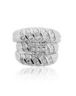 Diamond Trio Rings Set His and Her Rings 1.75cttw 14K White Gold Princess Cut Diamond