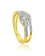 Diamond Diamond Bridal Wedding Set Halo Style 1/3cttw 10K Yellow Gold 2 pc Set